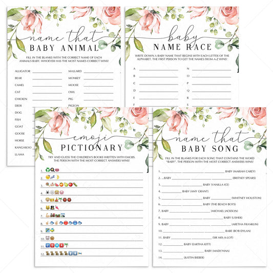Blush floral baby shower games pack instant download by LittleSizzle