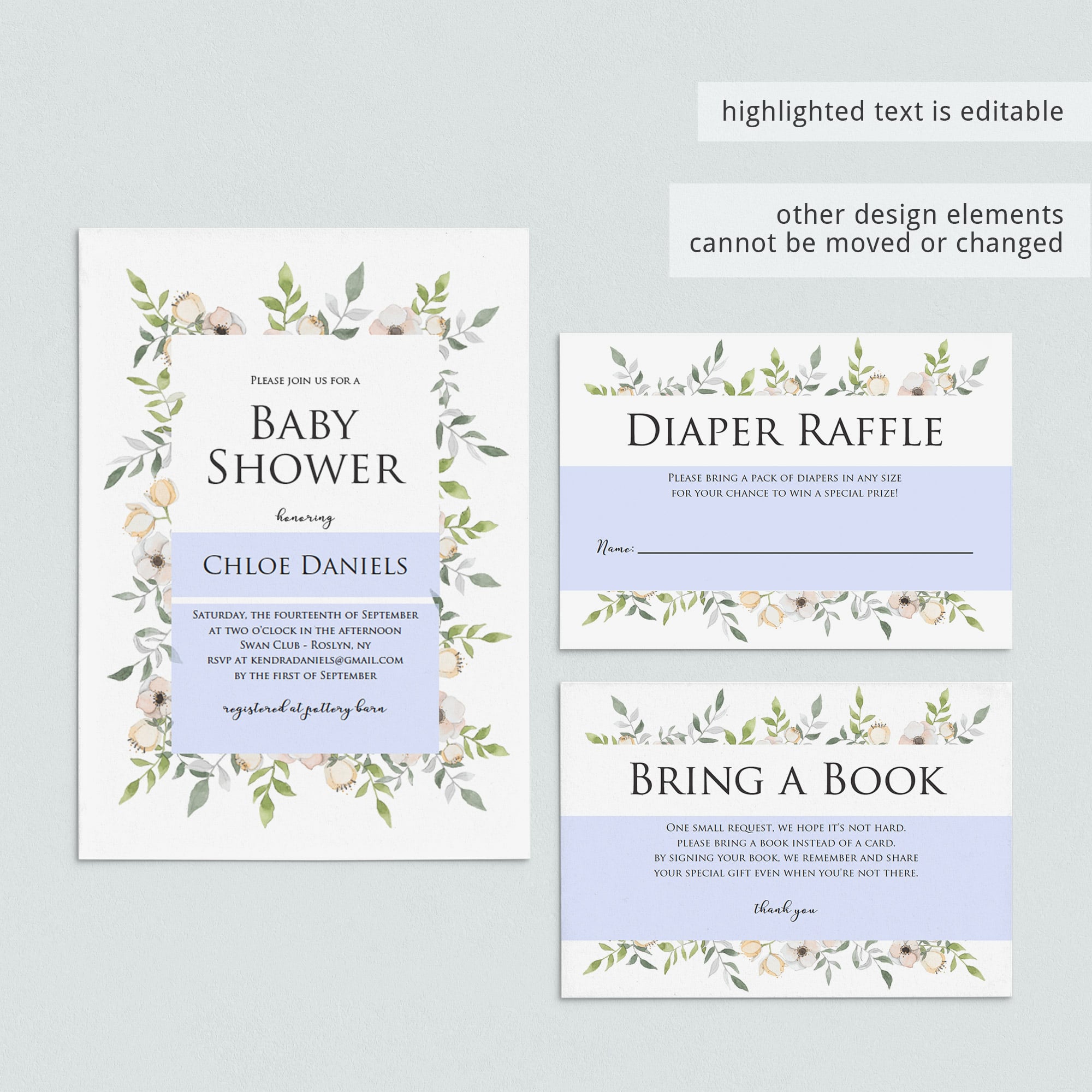 Custom floral baby shower invite template download by LittleSizzle