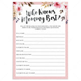 Who knows mommy best game for girl baby showers by LittleSizzle