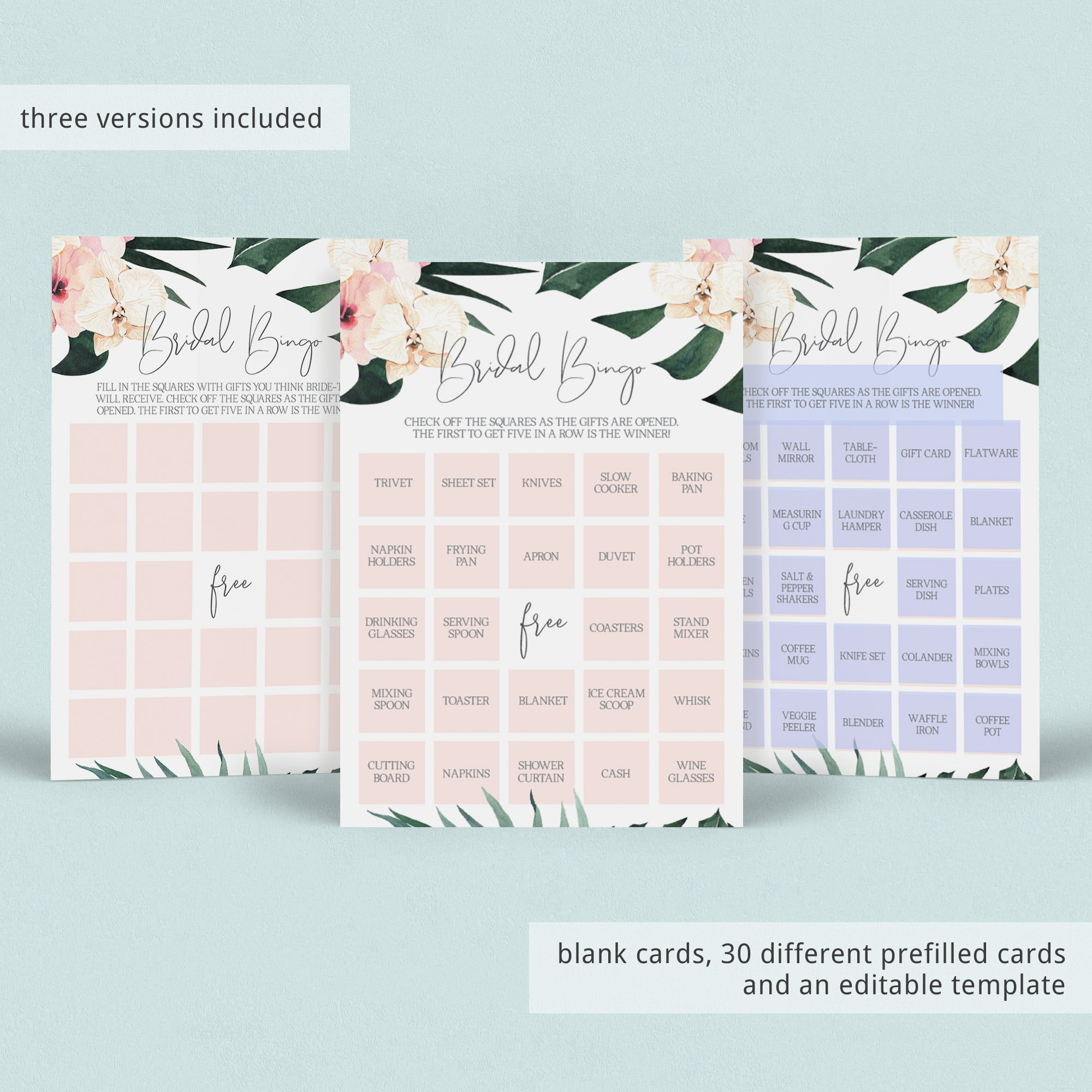 Bridal bingo template instant download by LittleSizzle