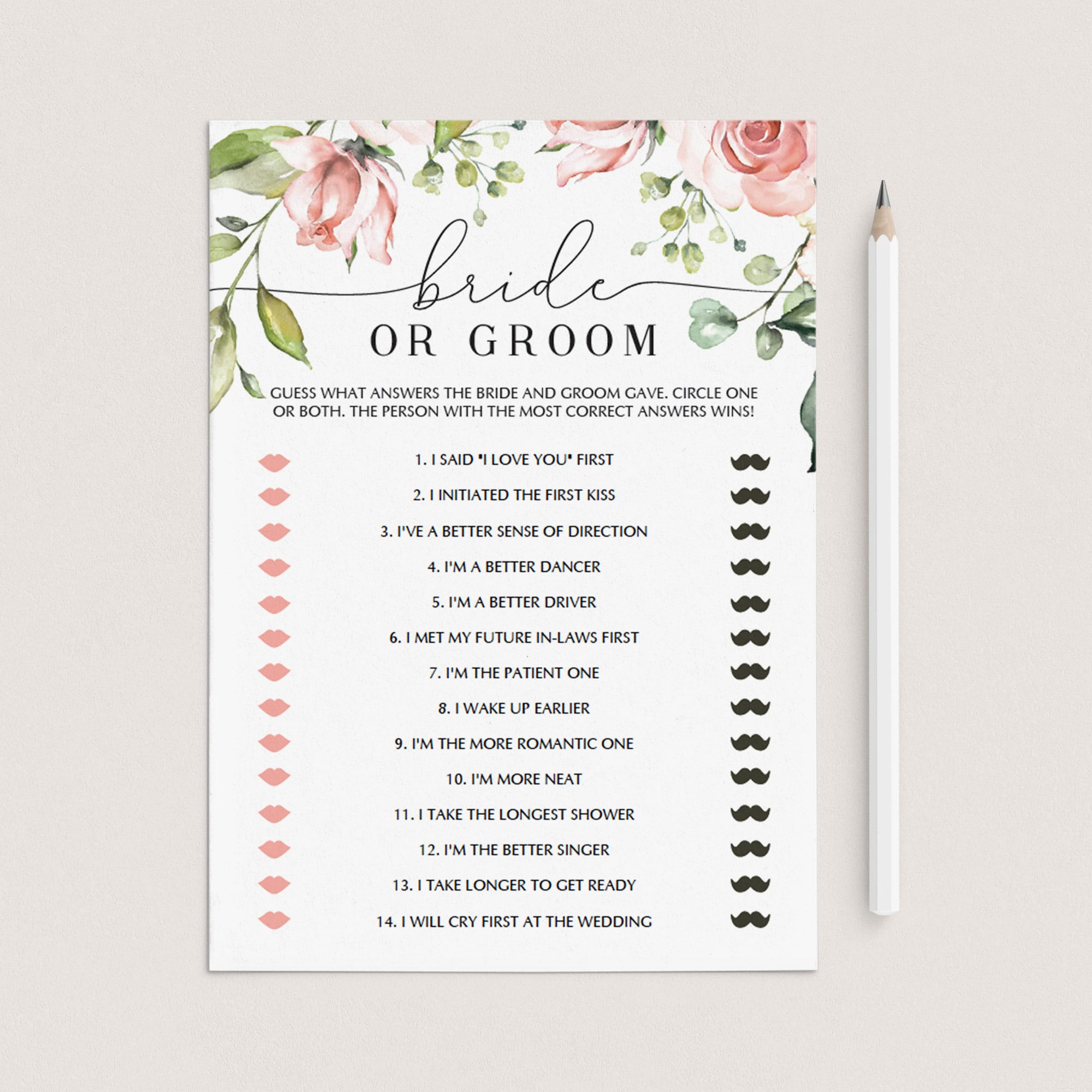 Editable bridal shower game templates by LittleSizzle