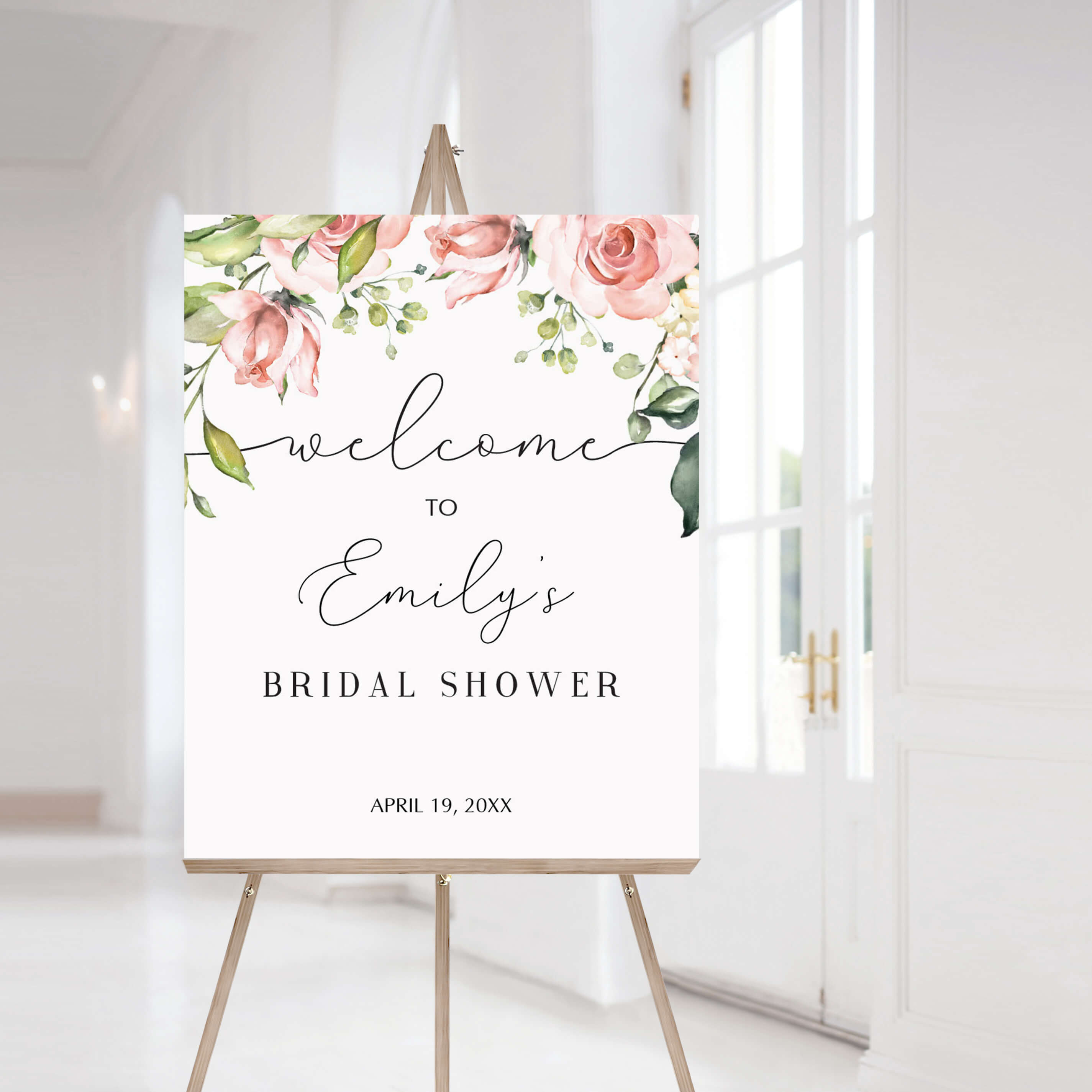 Floral Welcome Sign Template for Bridal Shower Decor by LittleSizzle