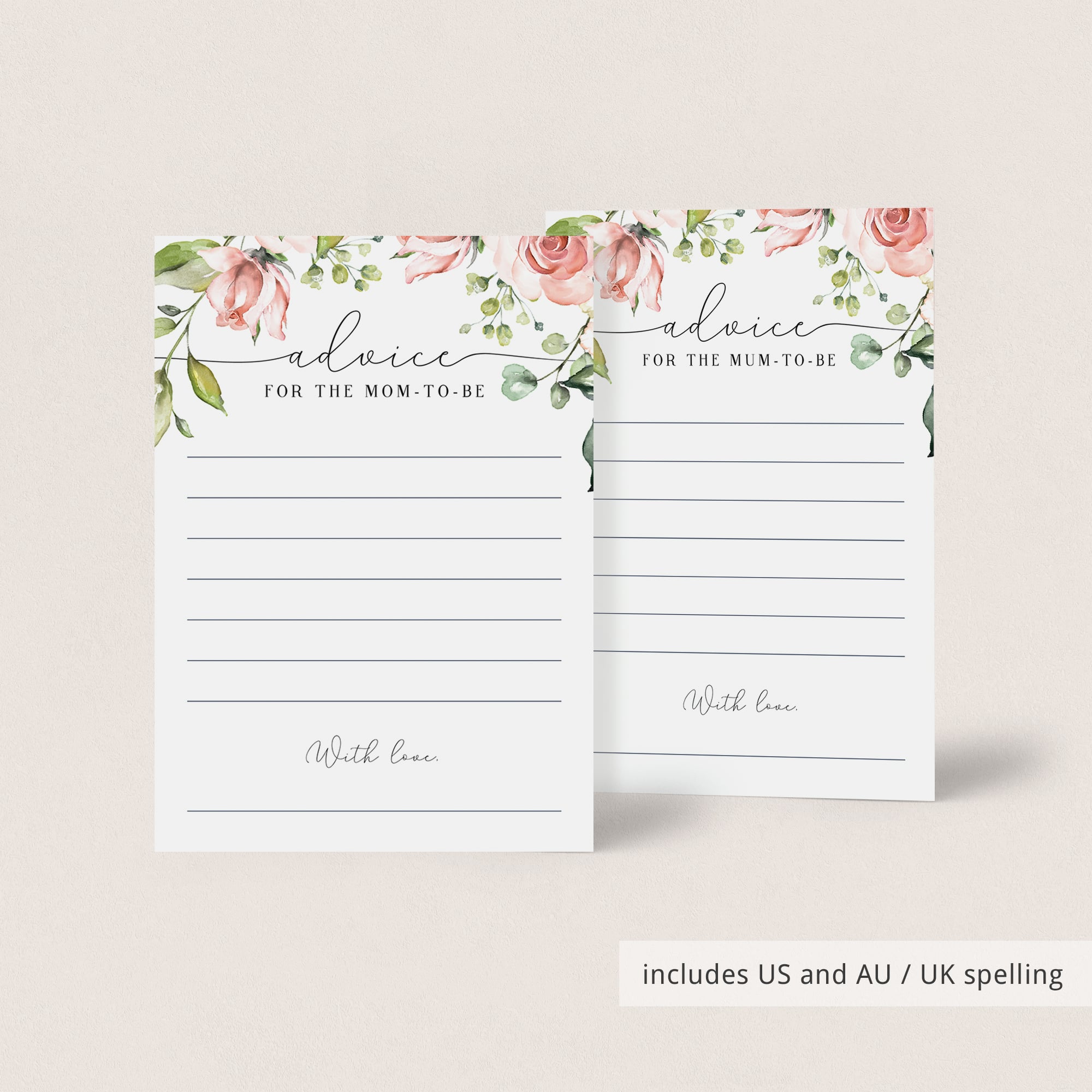 Advice cards for baby shower printables floral theme by LittleSizzle
