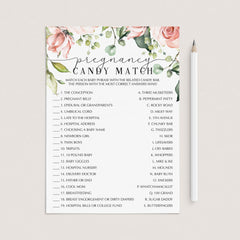 Pregnancy Candy Match Game Printable Floral Themed by LittleSizzle