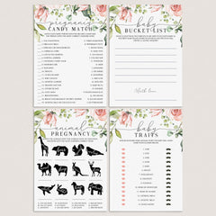 Blush Floral and Greenery Baby Shower Games Bundle by LittleSizzle