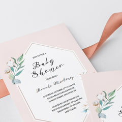 Blush floral baby shower invitation template by LittleSizzle