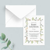 Blush Baby Shower Invitation Template with Floral Frame
