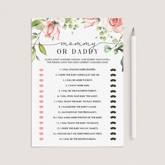 Mommy daddy baby shower game floral theme by LittleSizzle
