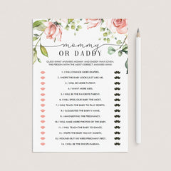 Mommy daddy baby shower game floral theme by LittleSizzle
