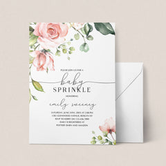 Blush Floral Baby Sprinkle Invitation Editable Template