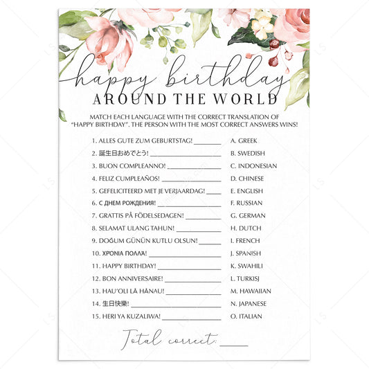 Floral Birthday Game For Brunch Printable by LittleSizzle