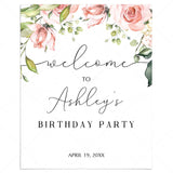 Blush Floral Birthday Welcome Sign Template by LittleSizzle