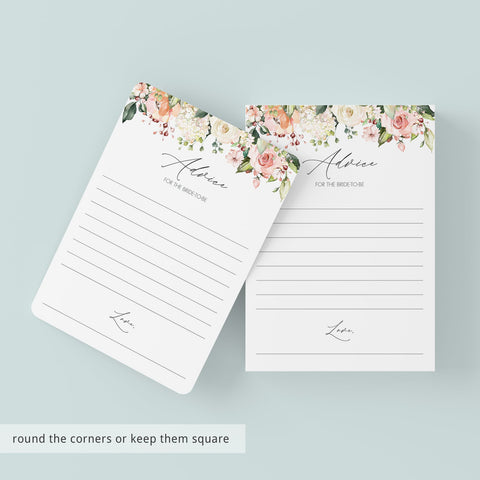 Blush Flowers Bridal Shower Advice for Bride-to-be Cards Printables ...