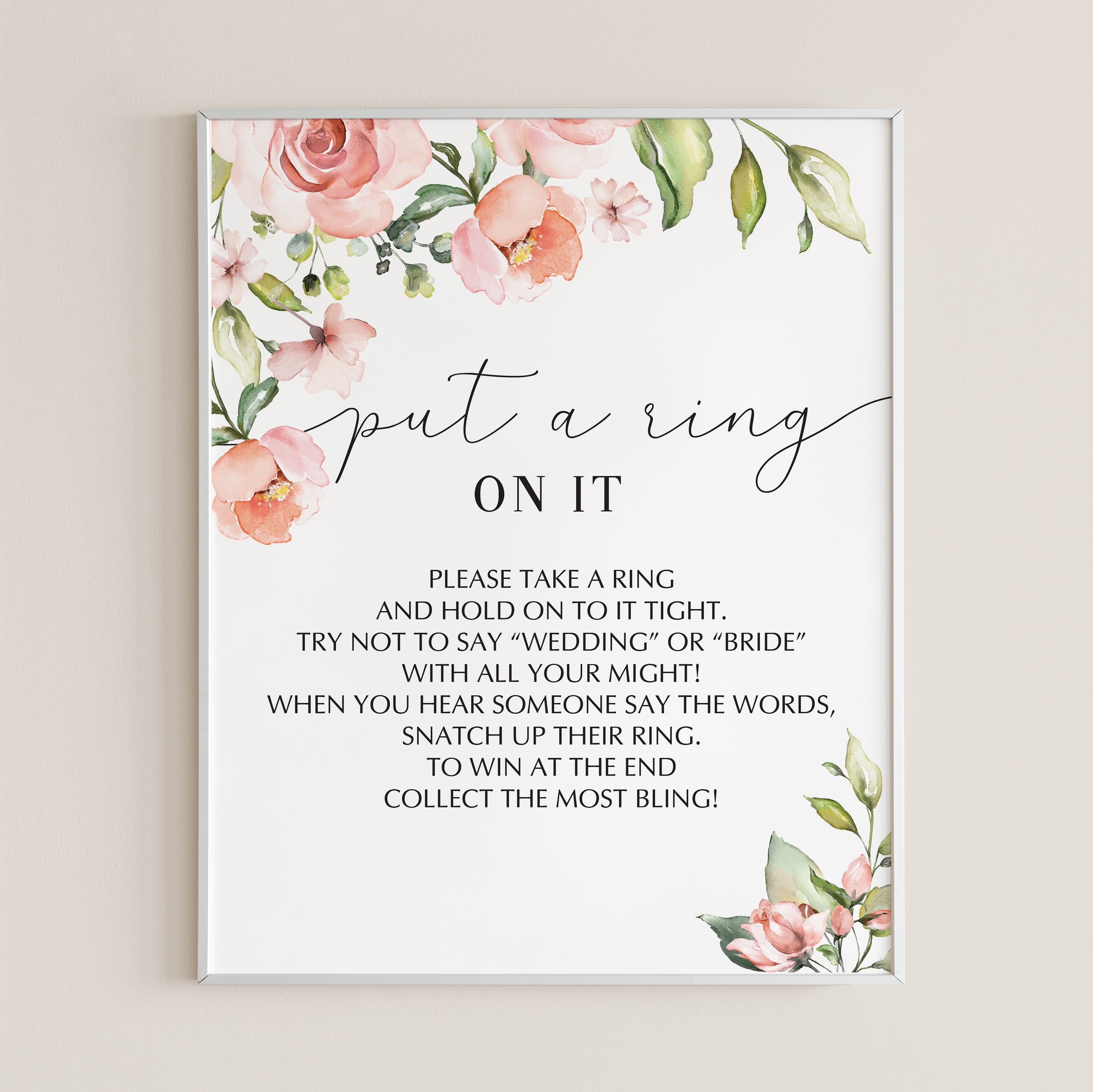 Don't Say Wedding Game for Bridal Shower Floral Theme by LittleSizzle