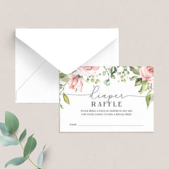 Download baby shower diaper raffle tickets floral theme by LittleSizzle