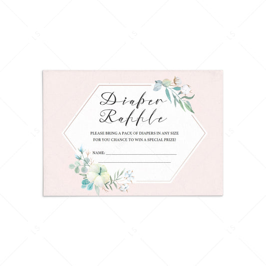 Girl baby shower diaper raffle tickets instant download by LittleSizzle