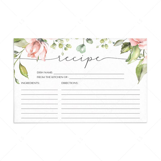 Printable recipe card blush florals by LittleSizzle