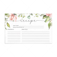Printable recipe card blush florals by LittleSizzle