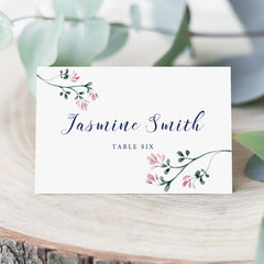 Printable place cards with pink and green flowers by LittleSizzle