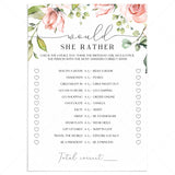 Blush Floral Would She Rather Birthday Party Game Printable by LittleSizzle