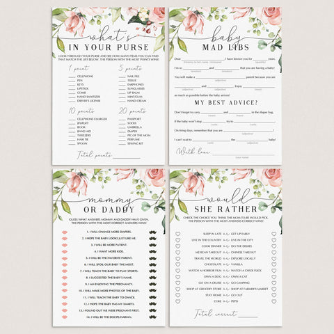 Garden themed baby shower Games Kit printable | Instant download ...