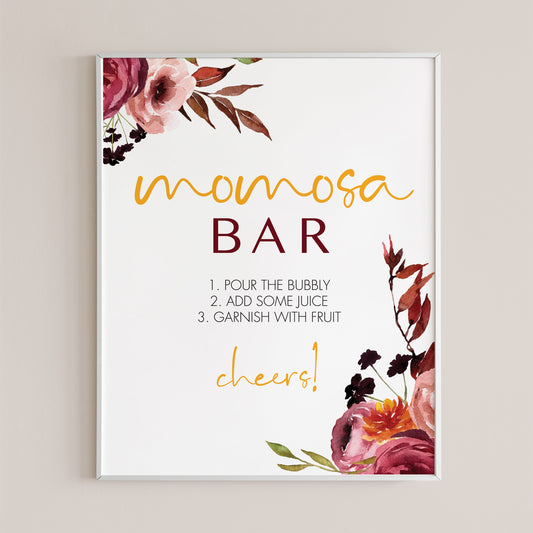 Momosa bar sign for boho themed baby shower by LittleSizzle