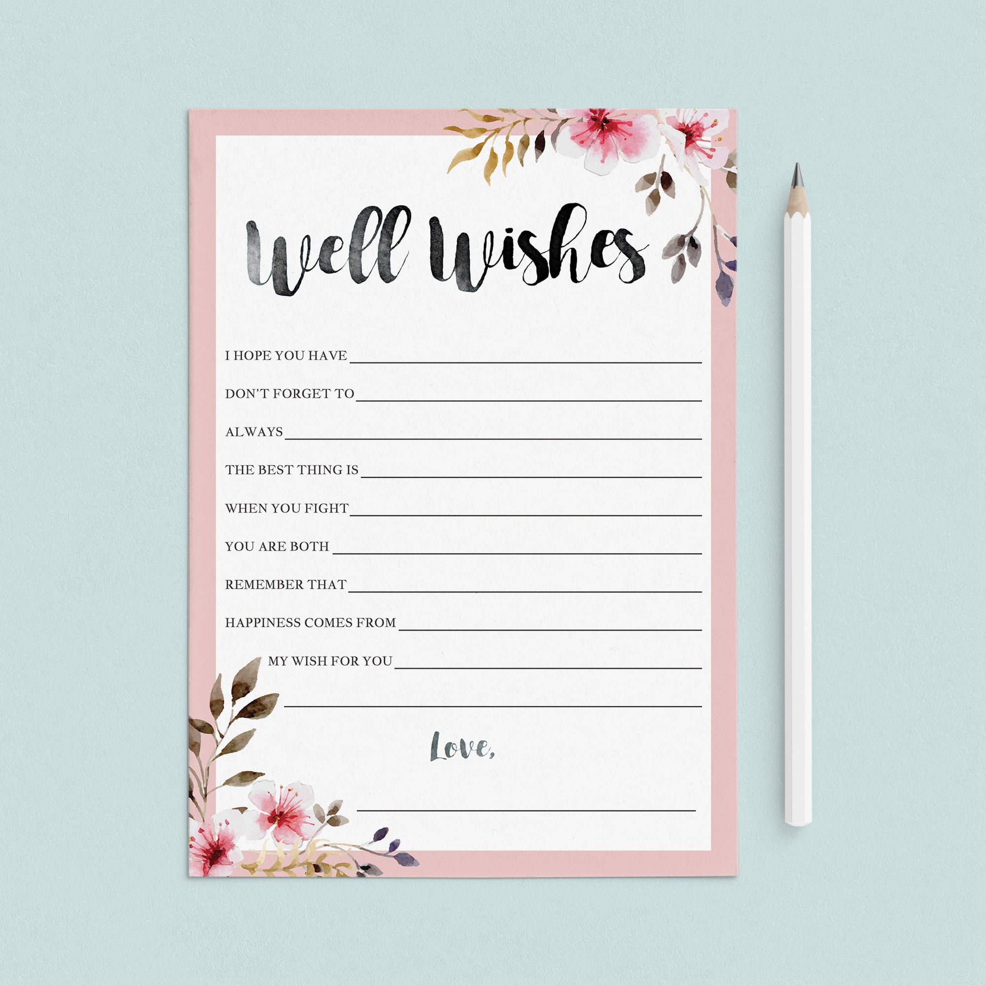 Spring Wedding Well Wishes Cards Printable by LittleSizzle