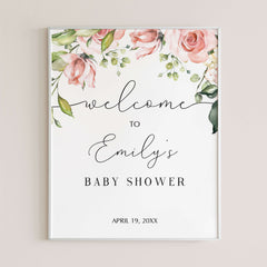 Floral Welcome Poster for Baby Shower