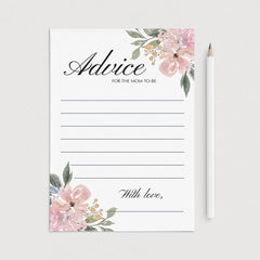 Blush pink baby advice cards download by LittleSizzle