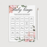 Blush pink baby shower bingo game cards by LittleSizzle