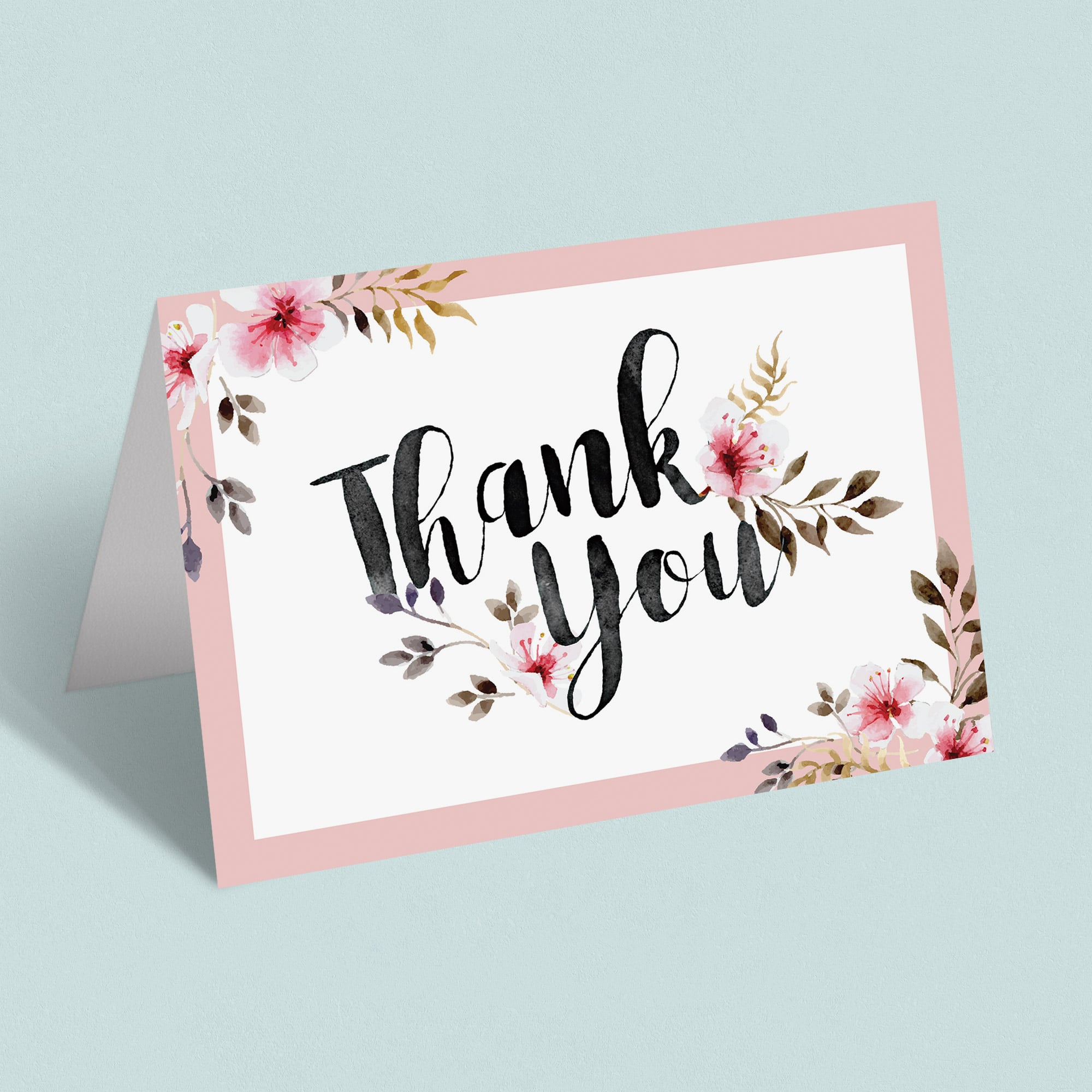 Printable thank you notes folded card blush pink by LittleSizzle