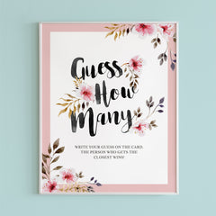 Floral Guess How Many sign printable by LittleSizzle