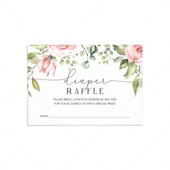 Blush flowers baby shower diaper raffle game printable by LittleSizzle