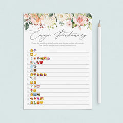 floral bridal shower emoji pictionary game printable by LittleSizzle