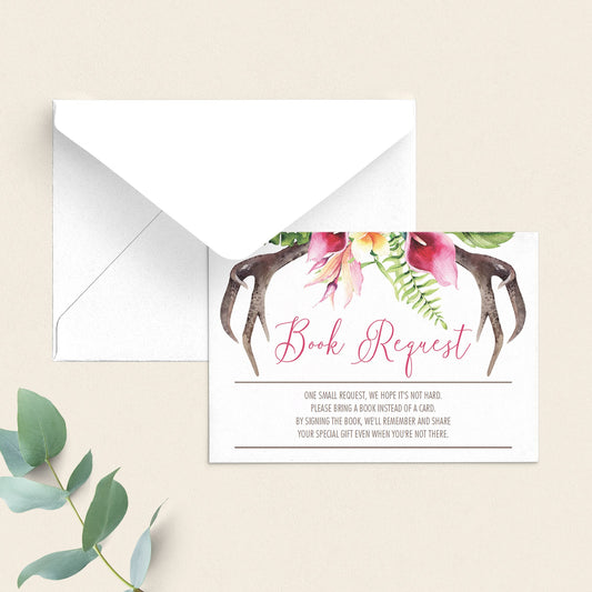 Pink flowers book request card printable by LittleSizzle