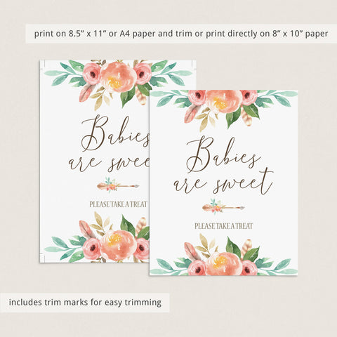 Babies Are Sweet baby shower Favors sign printable | Floral theme ...