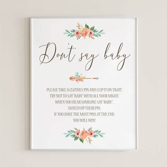Dont say baby printable game sign by LittleSizzle