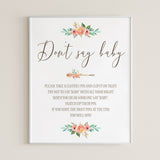 Dont say baby printable game sign by LittleSizzle