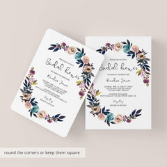 Purple Bridal Shower Invitation Template Floral Theme
