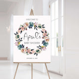 Printable Floral Wreath Welcome Sign for Boho Party by LittleSizzle