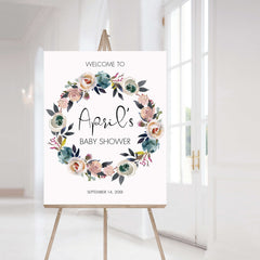 Printable Floral Wreath Welcome Sign for Boho Party by LittleSizzle