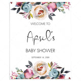 Bohemian Shower Printable Welcome Sign Floral Watercolor by LittleSizzle