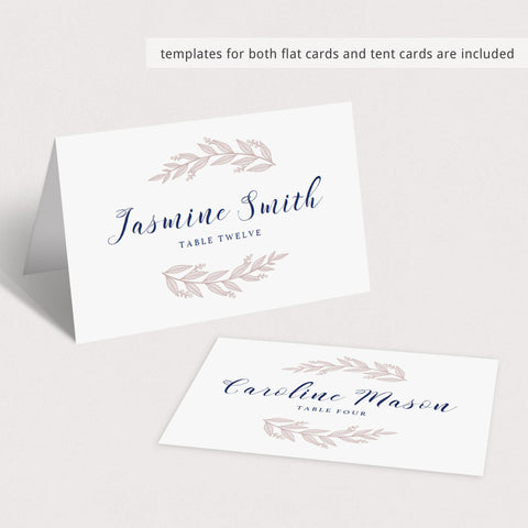 Leafy Place Cards | Folder and Flat Cards | Editable Template ...