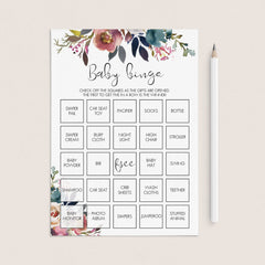 Boho Floral baby shower baby bingo game printable by LittleSizzle
