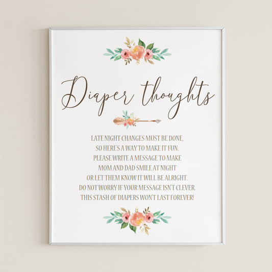 Funny Baby Shower Activity Diaper Thoughts Printable by LittleSizzle