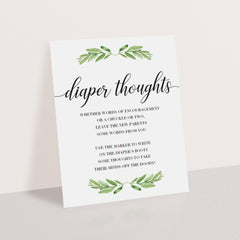 Editable diaper thoughts sign green baby party by LittleSizzle