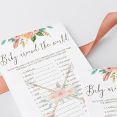Tribal Baby Shower Games Baby Around The World Printable
