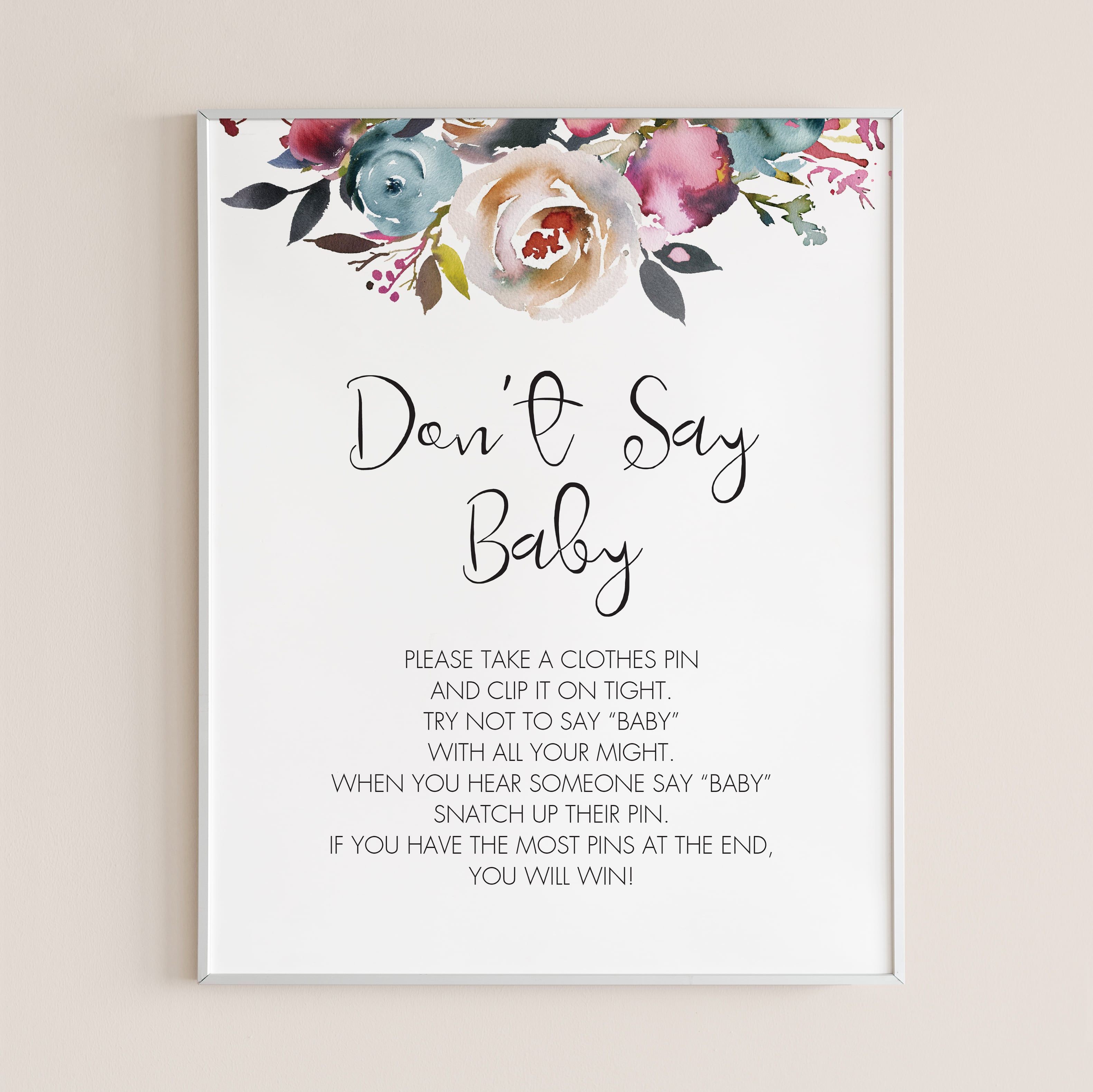 Printable Don't Say Baby Game, Baby Shower Game, Instant Download