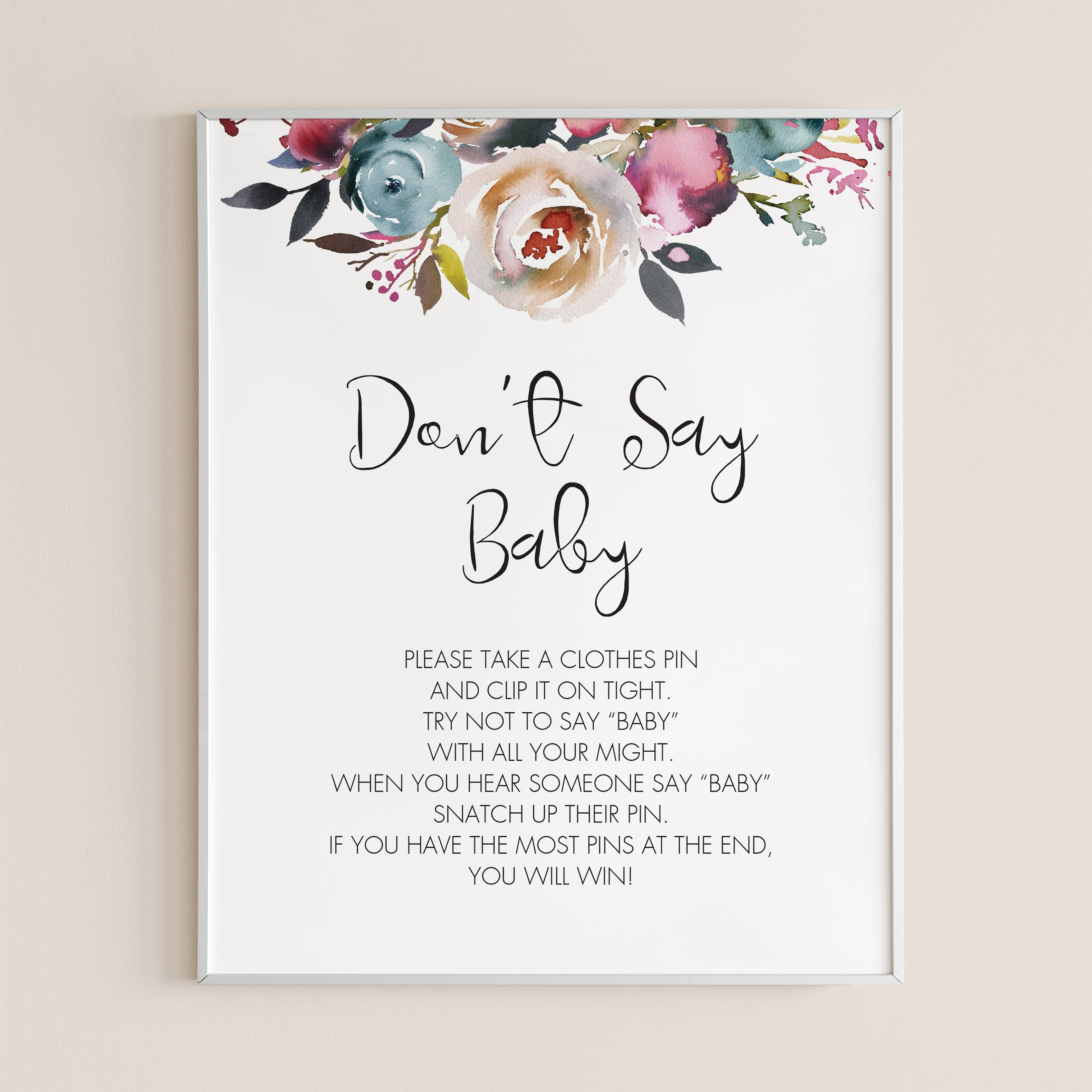 Boho Baby Shower games Don't Say Baby printable