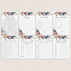 Flower baby shower games printable package | 8 popular baby games ... Flower baby shower games printable package | 8 popular baby games ...